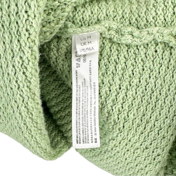 Free People FP Beach Hailee Sweater - Green Waffle Knit Slouchy Henley Top sz M - Picture 9 of 12